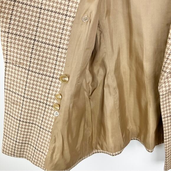 Vintage Tan Houndstooth Double Breasted Blazer 8 Union Made - Picture 6 of 9